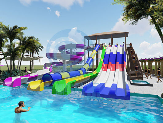 ราคาดี Commercial FRP Swimming Pool Water Slide Combo 7m Height For All Ages ออนไลน์