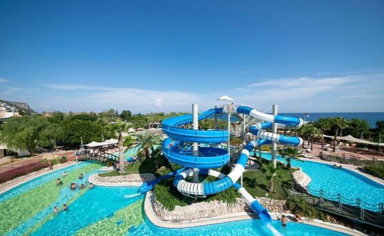 ราคาดี 15m Height Fiberglass Pool Slide Water Theme Splash Amusement Park Equipment For Children ออนไลน์
