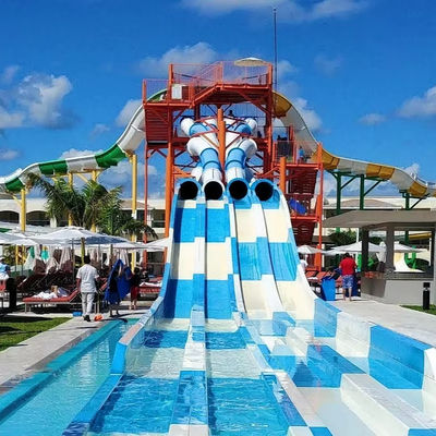 ราคาดี Outdoor Fiberglass Water Park Slide with 6-8mm Thickness Customized Size and Over 10 Years Service Life ออนไลน์