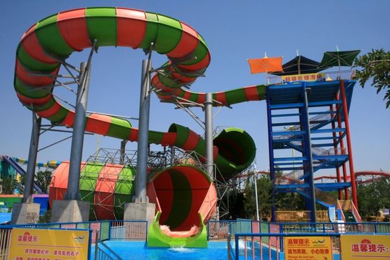 ราคาดี Commercial Water Park Slide with 600 m³/h Water Flow 90 Kw Power and 117m Length Fiberglass Construction ออนไลน์