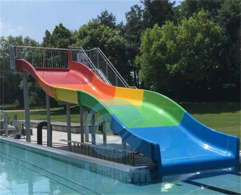 เด็ก สีรุ้ง สายใยแก้ว ครอบครัว Wide Slide สําหรับสวนน้ํา