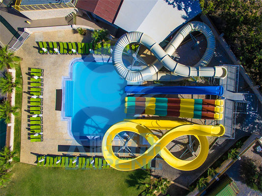 ราคาดี Hotel 6m Swimming Pool Water Slide Set Static Proof Fiberglass Customized Color ออนไลน์