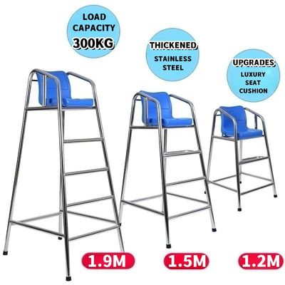 Rts Water Park 304 Stainless Steel Lifeguard Chair Sliver+Blue Other Water Play Equipment