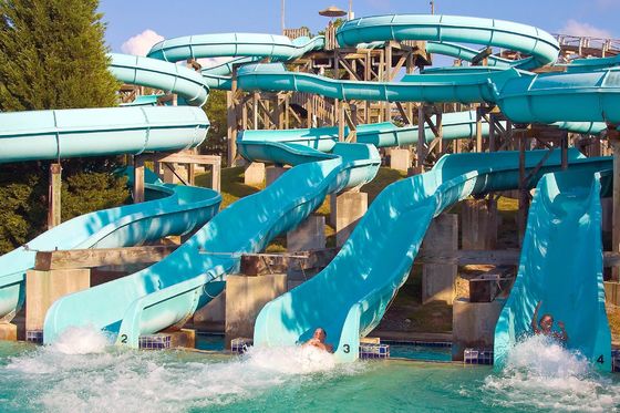 Kids Theme Outdoor Park Sports Games Water Park Design Fiberglass Slides Set Adult Play