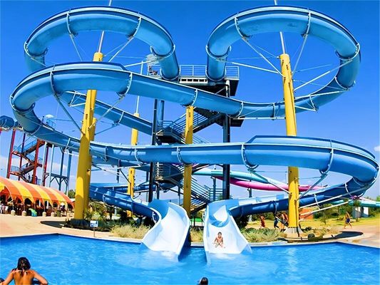 Hold Up 300kg Fiberglass Water Slides Outdoor Commercial Playground Games Ride