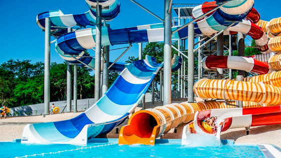 สวนน้ําพาณิชย์ สระว่ายน้ํา ดีไซน์ Rainbow Fiberglass Slide Set