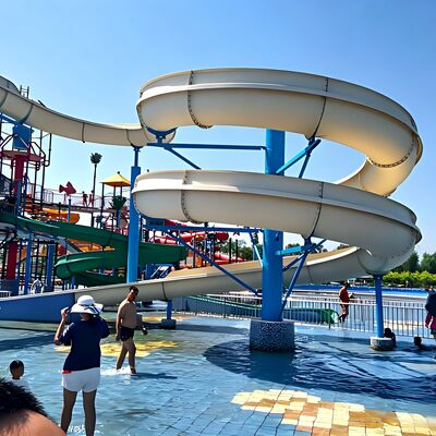 ราคาดี สไลเดอร์น้ำไฟเบอร์กลาสทรงเกลียวสำหรับขายส่งเชิงพาณิชย์ ความหนา 6-8 มม. อุปกรณ์สวนน้ำ รับประกัน 1 ปี ออนไลน์