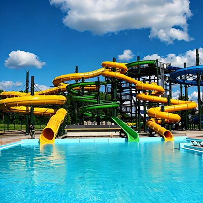 Commercial Fiberglass Water Slides Custom Spiral Slides For Water Parks Resorts Hotels With ROHS