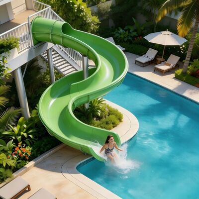 หนักงานเปิดสไพร่ไฟเบอร์กล๊าสน้ําสไลด์สําหรับการค้าโรงแรม รีสอร์ท สระว่ายน้ําสนุก