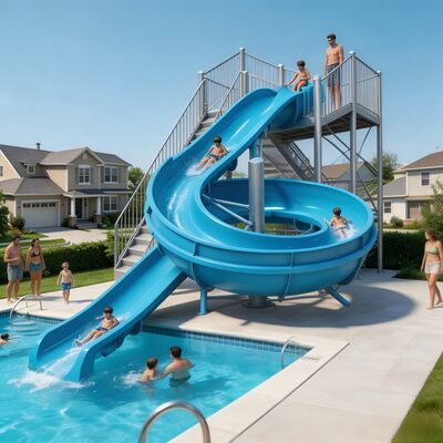 เครื่องลื่นน้ําแบบสไพร่เปิดไฟเบอร์กลาส สําหรับสวนสนุกกลางแจ้งและ Aqua Fun ด้วย ROHS