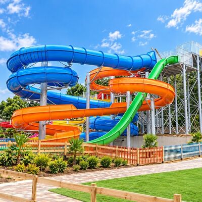 Water Slide Combination Fiberglass Open Enclosed Multi Ride For Water Parks Resort Hotel Use