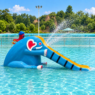 Compact Fiberglass Dolphin Water Slide For Kids Pools With Bright Custom Colors